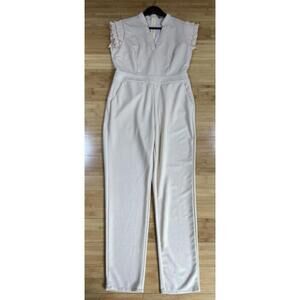 ChicMe Women’s Sleeveless Jumpsuit XL Pink Ruffle Sleeve V-Neck One Piece